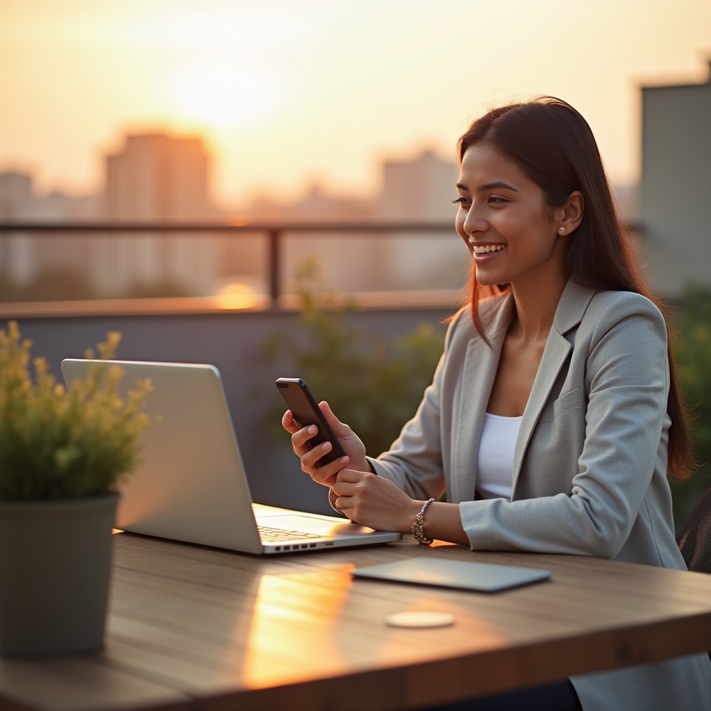 Terraza profesional con mesa de trabajo donde se atienden consultas sobre el programa formativo