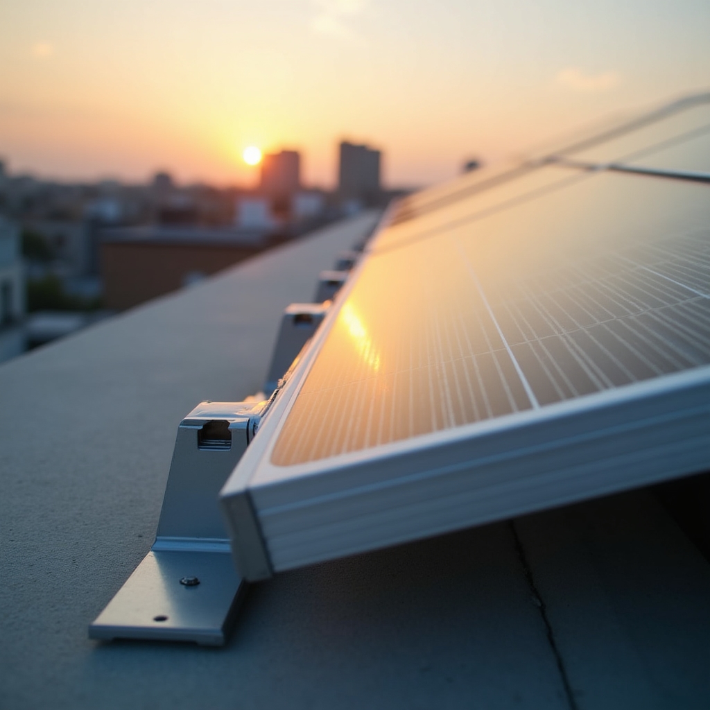 Detalle de paneles fotovoltaicos instalados sobre una cubierta comunitaria
